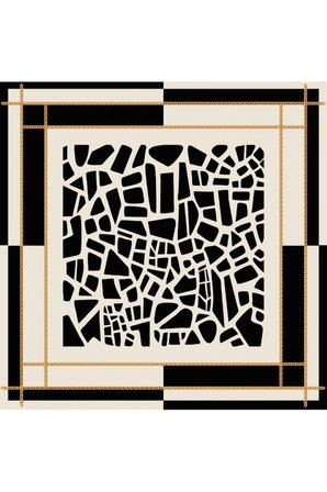 Tarzını Seç Siyah Mozaik Zincir Fular / Bandana / Aksesuar / Şal / Eşarp 70x70