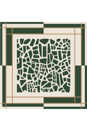 Tarzını Seç Yeşil Mozaik Zincir Fular / Bandana / Aksesuar / Şal / Eşarp 70x70