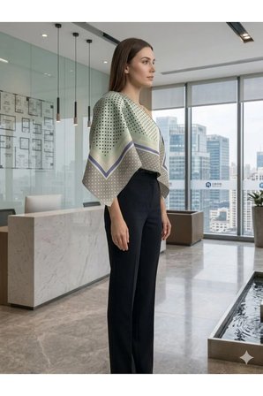 Tarzını Seç Gri Şerit Puantiyeli Fular / Bandana / Aksesuar / Şal / Eşarp 70x70