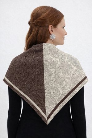 Tarzını Seç Kahverengi Royal Fular / Bandana / Aksesuar / Şal / Eşarp 70x70