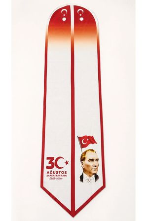 Atatürk 30 Ağustos Türk Bayraklı 85x25cm Kravat / Eşarp / Fular