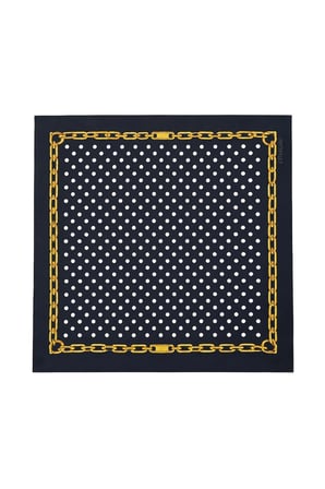 Tarzını Seç Monaco – Siyah Altın Zincir Puantiye Desenli Fular 70 x 70 cm