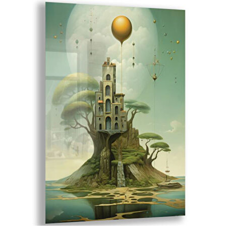 Sanatsal Cam Tablo - Sürrealizm - Dikey Motif 03-016
