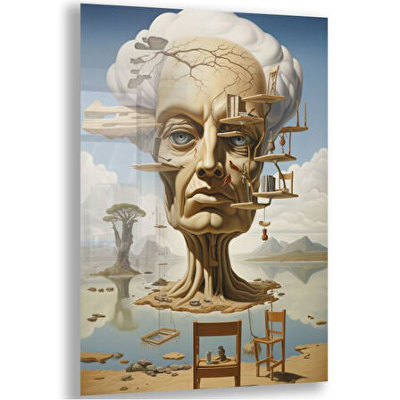 Sanatsal Cam Tablo - Sürrealizm - Dikey Motif 03-019