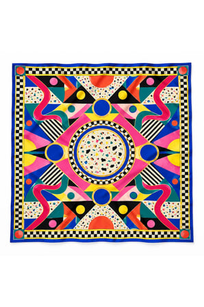 Tarzınıseç Seksenler Retro Dama ve Geometrik Desenli Fular 70 x 70 cm