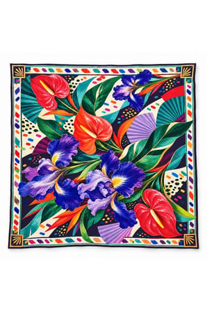 Tarzınıseç Seksenler Retro Tropikal Çiçek Desenli Fular 70 x 70 cm