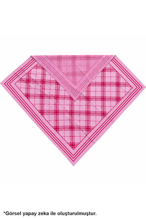 Tarzını Seç Pembe Ekose Çift Taraflı Baskılı Fular 70 x 70 cm