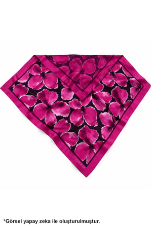 Tarzını Seç Fuşya Flora Çift Taraflı Baskılı Fular 70 x 70 cm