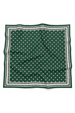 Tarzını Seç Zümrüt Yeşili Retro Mini Motif Desenli Fular 70 x 70 cm