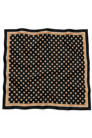 Tarzını Seç Siyah Turuncu Retro Mini Motif Desenli Fular 70 x 70 cm