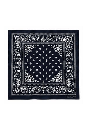 Tarzını Seç Siyah Klasik Bandana Desenli Fular 70 x 70 cm
