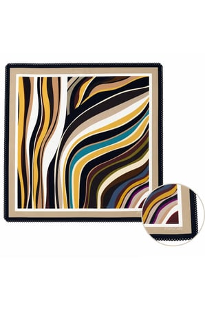 Tarzını Seç Bej Renk Dalgaları Desenli Dantel Oya Kesim Fular / Bandana 70 x 70 cm