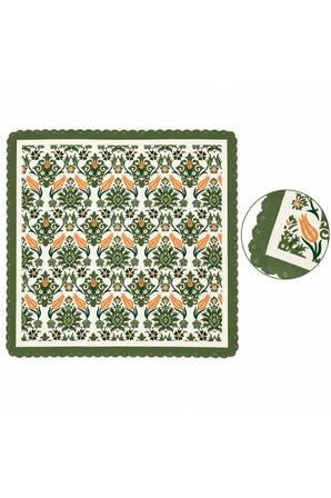 Tarzını Seç Haki Anadolu Lalesi Desenli Dantel Oya Kesim Fular / Bandana 70 x 70 cm
