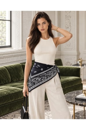 Tarzını Seç Siyah Klasik Şal Desenli Dantel Oya Kesim Fular / Bandana 70 x 70 cm