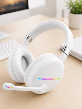 Beyaz Kablosuz Bluetooth Kulaklık Mikrofonlu Ergonomik Kulak Üstü Tasarım