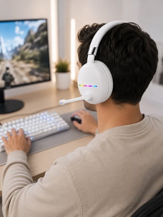 Beyaz Kablosuz Bluetooth Kulaklık Mikrofonlu Ergonomik Kulak Üstü Tasarım