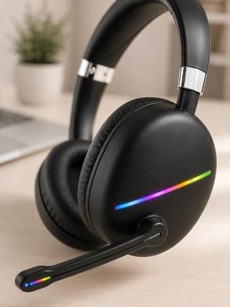 Bluetooth 5.0 Rgb Işıklı Mikrofonlu Kablosuz Kulak Üstü Kulaklık