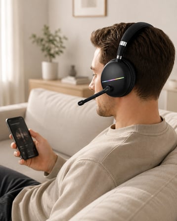 Bluetooth 5.0 Rgb Işıklı Mikrofonlu Kablosuz Kulak Üstü Kulaklık