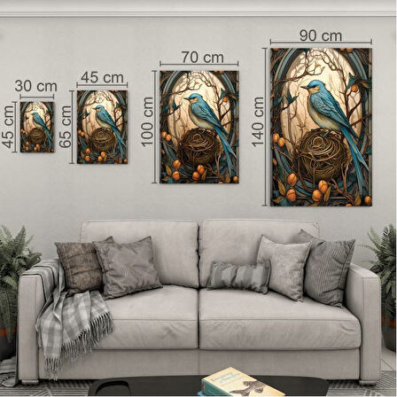 Sanatsal Cam Tablo - Art Nouveau - Dikey Motif 08-005