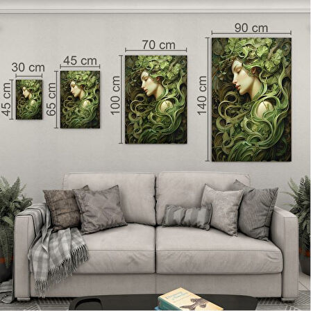 Sanatsal Cam Tablo - Art Nouveau - Dikey Motif 08-009