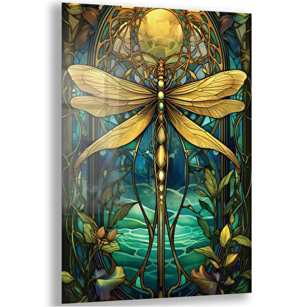 Sanatsal Cam Tablo - Art Nouveau - Dikey Motif 08-014