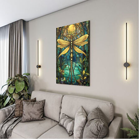 Sanatsal Cam Tablo - Art Nouveau - Dikey Motif 08-014