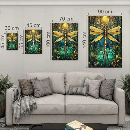 Sanatsal Cam Tablo - Art Nouveau - Dikey Motif 08-014