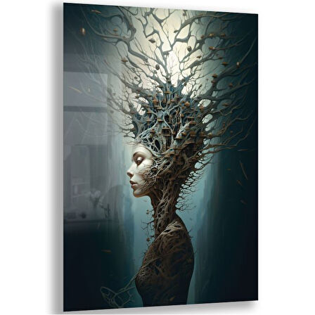Sanatsal Cam Tablo - Kavramsal Sanat - Dikey Motif 09-016