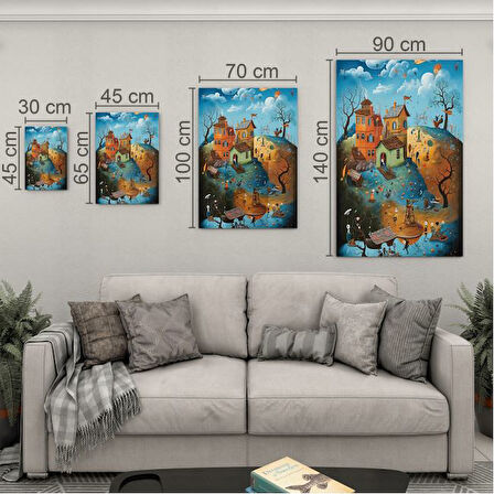 Sanatsal Cam Tablo - Naif Sanat - Dikey Motif 13-006