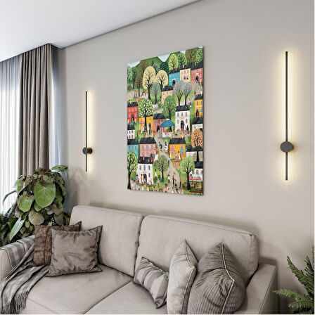 Sanatsal Cam Tablo - Naif Sanat - Dikey Motif 13-015