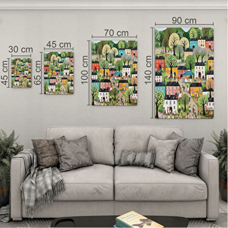 Sanatsal Cam Tablo - Naif Sanat - Dikey Motif 13-015
