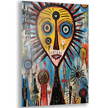 Sanatsal Cam Tablo - Art Brut - Dikey Motif 16-008