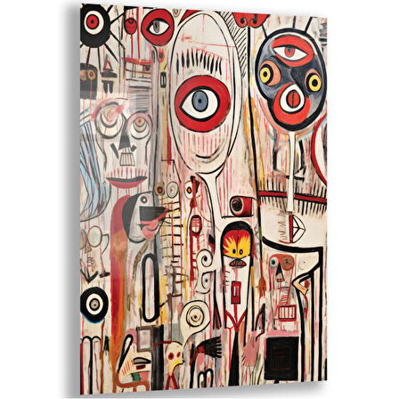 Sanatsal Cam Tablo - Art Brut - Dikey Motif 16-020