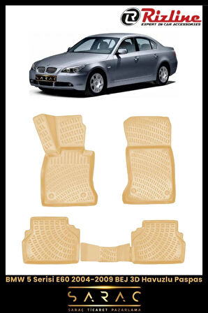 Rizline BMW 5 Serisi E60 2007 Model BEJ 3D Havuzlu Paspas