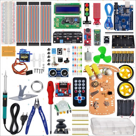ARDUİNO GELİŞMİŞ SÜPER BAŞLANGIÇ EĞİTİM SETİ + ARAÇ KİTİ + LEHİMLEME SETİ (218 PARÇA)