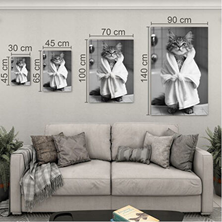 Hayvan Cam Tablo - Bornozlu Sevimli Dostlar - Dikey Motif 03-006