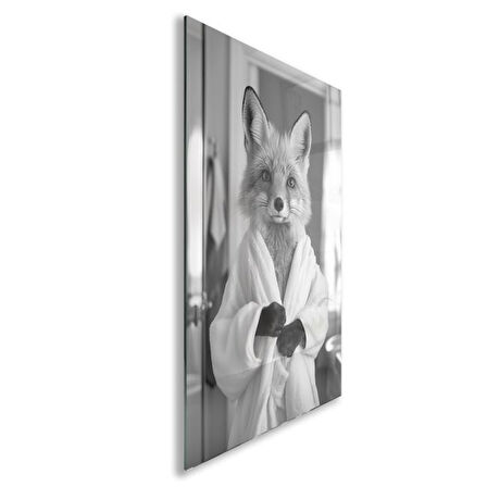 Hayvan Cam Tablo - Bornozlu Sevimli Dostlar - Dikey Motif 03-016