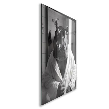 Hayvan Cam Tablo - Bornozlu Sevimli Dostlar - Dikey Motif 03-023