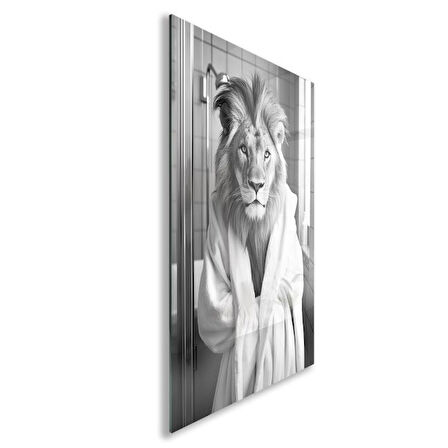 Hayvan Cam Tablo - Bornozlu Sevimli Dostlar - Dikey Motif 03-025