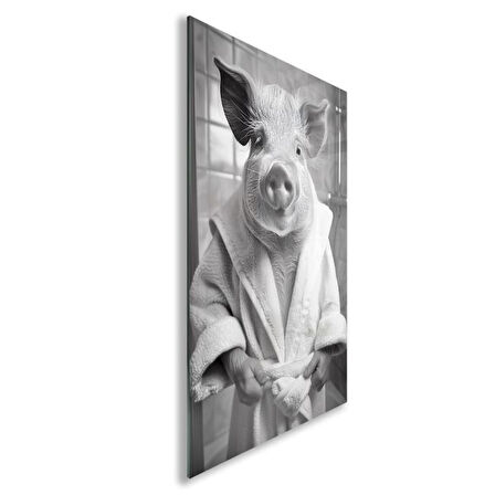 Hayvan Cam Tablo - Bornozlu Sevimli Dostlar - Dikey Motif 03-033