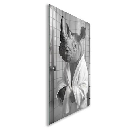 Hayvan Cam Tablo - Bornozlu Sevimli Dostlar - Dikey Motif 03-035