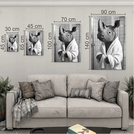 Hayvan Cam Tablo - Bornozlu Sevimli Dostlar - Dikey Motif 03-035