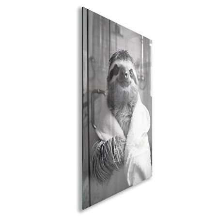 Hayvan Cam Tablo - Bornozlu Sevimli Dostlar - Dikey Motif 03-037