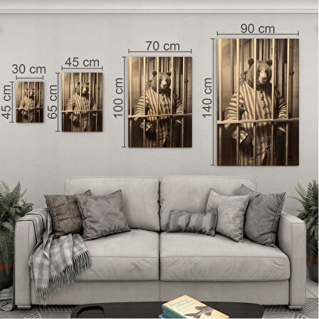 Hayvan Cam Tablo - Sevimli Dostlar Hapishanede - Dikey Motif 05-007