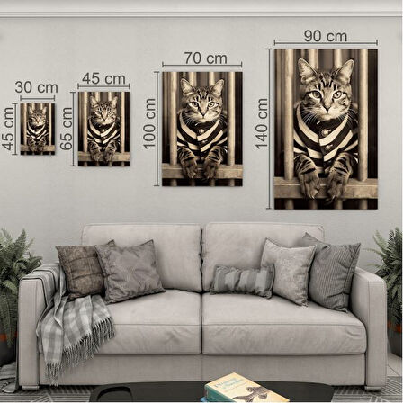 Hayvan Cam Tablo - Sevimli Dostlar Hapishanede - Dikey Motif 05-013