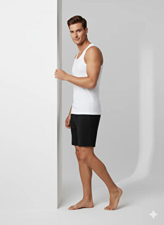 ALTILI ERKEK BEYAZ PENYE ATLET