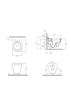 Taormina Arch Asma Parlak Beyaz Klozet 1012-001-0128 Kapak Hariç