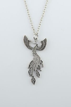 Zümrüdüanka Erkek Kadın Kolye Antik Gümüş Kaplama - 60 cm Düz Zincir