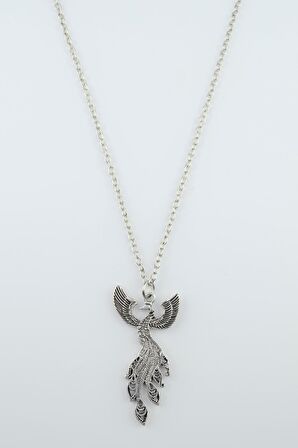 Zümrüdüanka Erkek Kadın Kolye Antik Gümüş Kaplama - 60 cm Düz Zincir