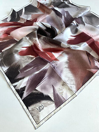 Levidor Tivil Saf İpek Eşarp 49231 Mürdüm Karışık Desen